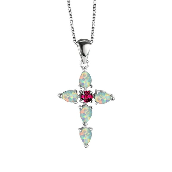 Personality Fashion Temperament Opal Cross Pendant Pendant Necklace For Women Jewelry Gifts
