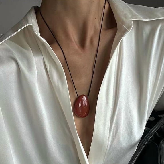 Personality Handmade Rope Irregular Stone Necklace