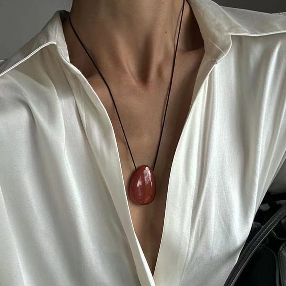Personality Handmade Rope Irregular Stone Necklace
