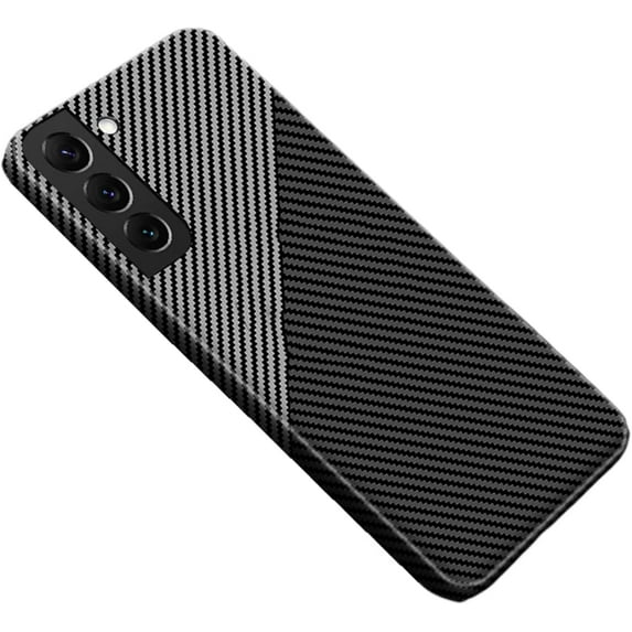 Personality Handsome Light Thin Carbon Fiber Pattern PC Phone case for Samsung Galaxy S22 S21 Ultra Plus Bumper Unique Comfortable Cool Shockproof Back Cover(White Black,S22)