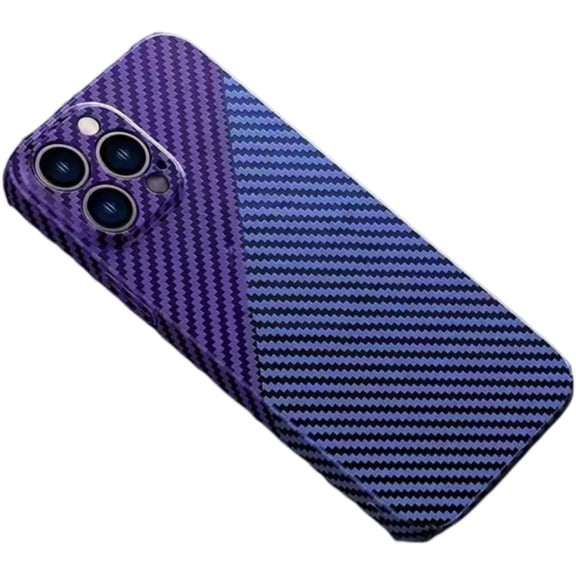 Personality Handsome Light Thin Carbon Fiber Pattern PC Phone case for iPhone 14 13 12 11 X XS XR Pro Max Plus Unique Comfortable Cool Shockproof Back Cover(Purple,14)