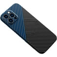 thumbnail image 1 of Personality Handsome Light Thin Carbon Fiber Pattern PC Phone case for iPhone 14 13 12 11 X XS XR Pro Max Plus Unique Comfortable Cool Shockproof Back Cover(Blue Black,12 Pro), 1 of 7
