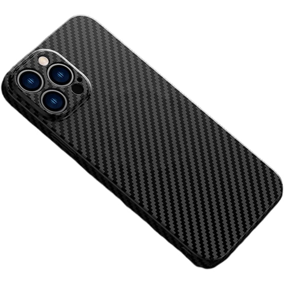 Personality Handsome Light Thin Carbon Fiber Pattern PC Phone case for iPhone 14 13 12 11 X XS XR Pro Max Plus Unique Comfortable Cool Shockproof Back Cover(Black,12 Pro)
