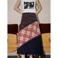 Personality Patchwork Flower Print Aline Skirts Vintage Contrast Color