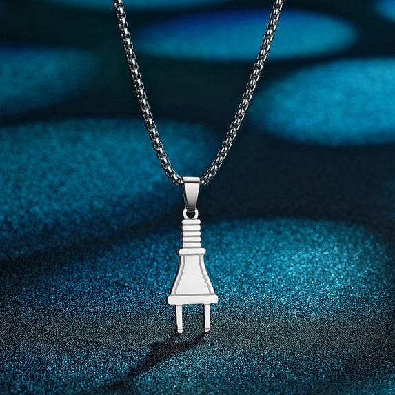 Personality Plug Stainless Steel Necklace Electrical Plug Pendant Hip-hop Punk Jewelry