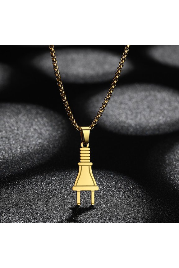 Personality Plug Stainless Steel Necklace Electrical Plug Pendant Hip-hop Punk Jewelry
