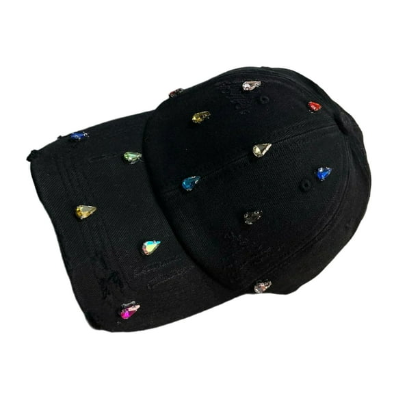 Personality Styles Hat Hiphop Fashion Hat Sparkling Embellished Hat Wide Border for Women and men
