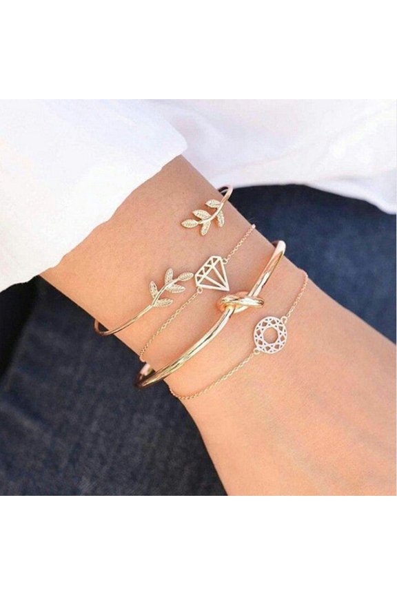 Personality knotted ring circle diamond arrow bracelet