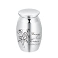 thumbnail image 1 of Personaliz 7*4.5cm Rose Flower Print Stainless Steel Small Urn for Cremation Ashes Keepsake Family Pet Friend Memorial Mini Urn - Always in Our Heart Forever in Our Memory, 1 of 3