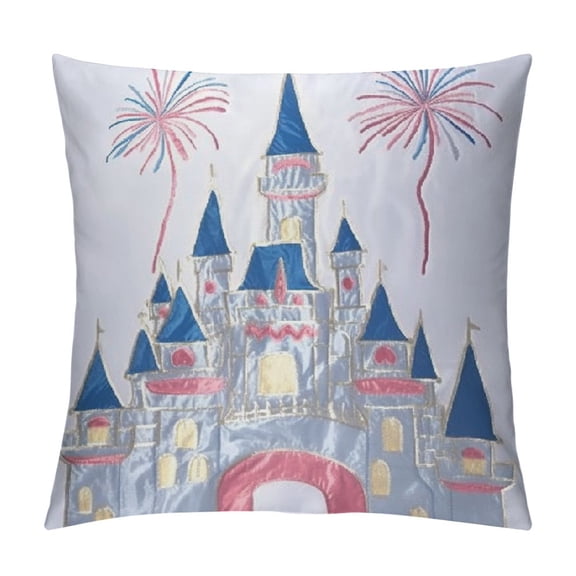 Personalizable Fairy Tale Theme Princess Decorative Pillow Throw Cover  Embroidery with Quote Live Your Dreams Girl Room Bed Nursery Decor Cinderella Castle