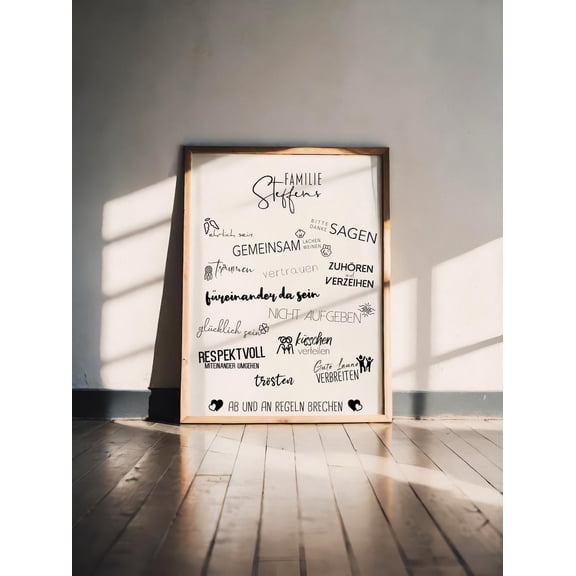 Personalizable Family Poster 'House Rules', High-Quality Poster On Paper, Modern Wall Decoration, For Weddings, Birthdays , Poster Print Only