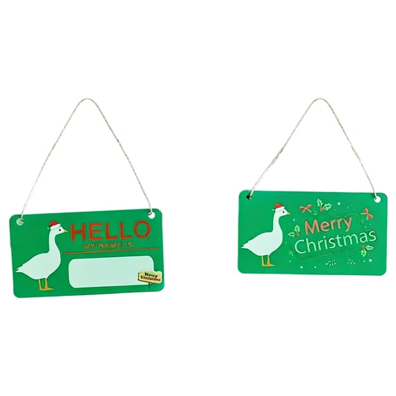 Personalizable Goose Statue, Writable Sign Board Set for 23 Inch Porch Goose Statue, Double-Sided Hanging Neck Signs With Rope, Goose Accessories for Daily Halloween Christmas Yard Decor, Green