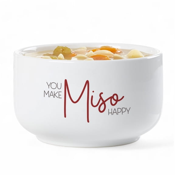 Personalization Mall 14 oz. Soup Puns Bowl, You Make Miso Happy