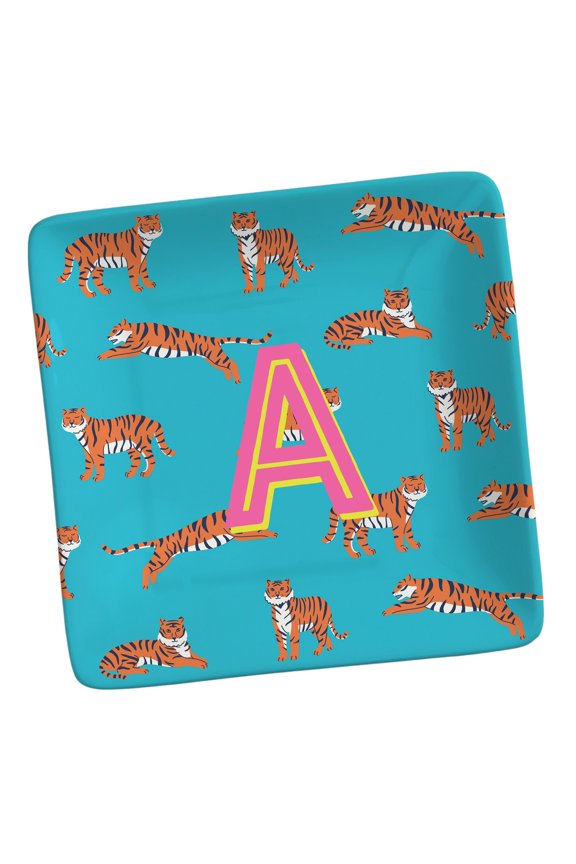 Animal Print Initial Ring Dish, Tiger