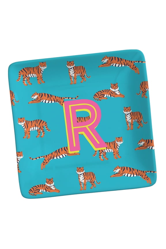 Animal Print Initial Ring Dish, Tiger