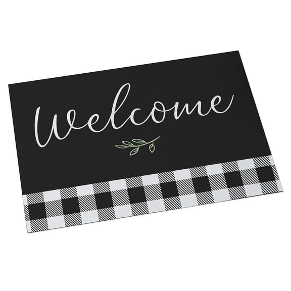 Personalization Mall Black & White Buffalo Check Personalized Doormat, 20" x 35"