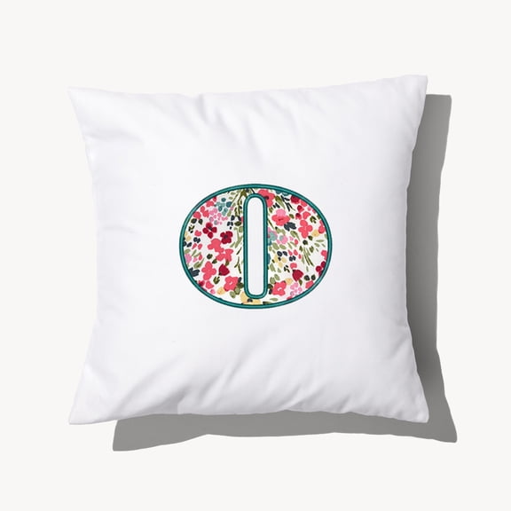 Personalization Mall Boho Floral Initial Applique 14" Throw Pillow, O