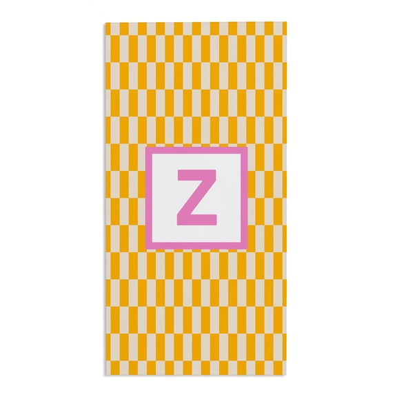 Personalization Mall Bright Check 30x60 Beach Towel, Yellow/Pink, Z