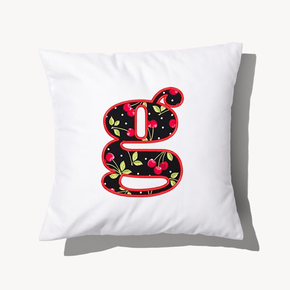 Personalization Mall Cherry Pop Initial Applique 14" Throw Pillow, G