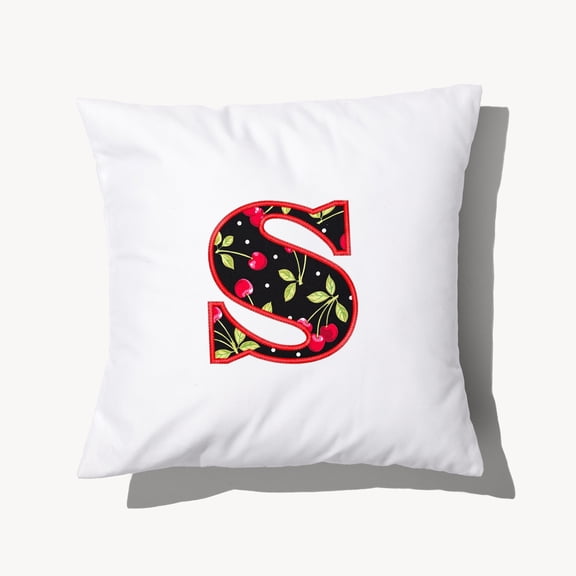 Personalization Mall Cherry Pop Initial Applique 14" Throw Pillow, S