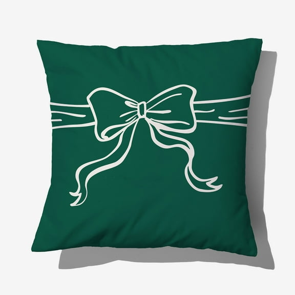 Personalization Mall Christmas Bow 14" Throw Pillow, Green