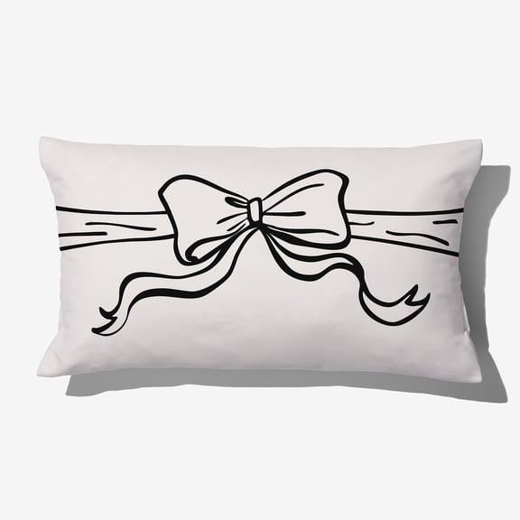 Personalization Mall Christmas Bow Lumbar Throw Pillow, White