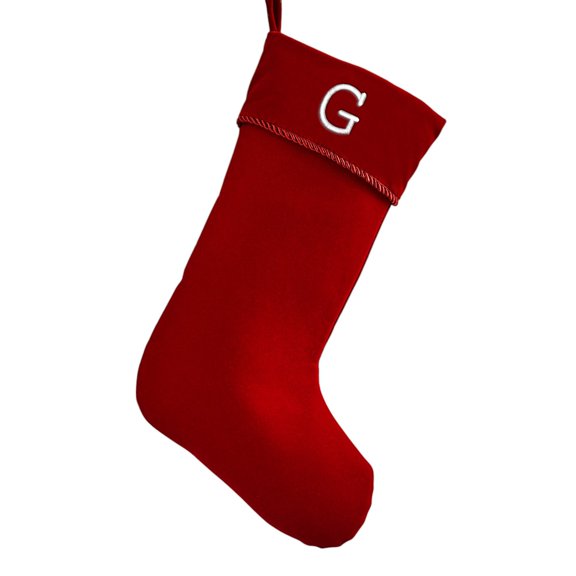 Personalization Mall Classic Christmas Embroidered Initial Burgundy Christmas Stockings
