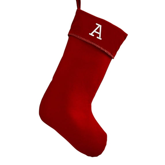 Personalization Mall Classic Christmas Embroidered Initial Burgundy Christmas Stockings
