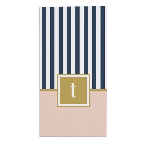Personalization Mall Classy Monogram Navy and Blush 30x60 Beach Towel, A