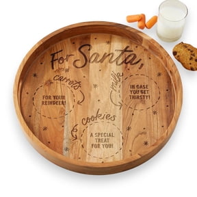 Personalization Mall Cookies For Santa Engraved Acacia Wood Serving Tray