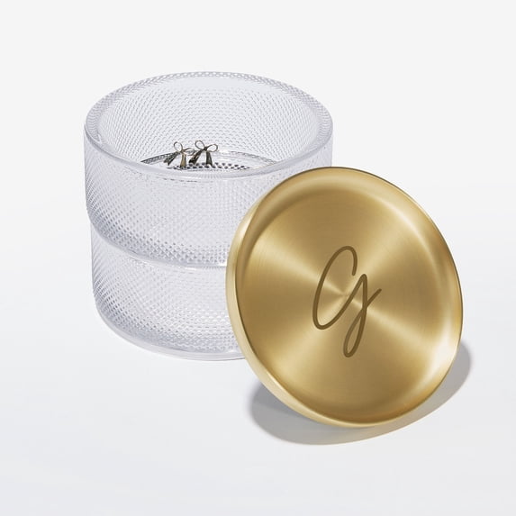 Personalization Mall Delicate Touch Gold and Glass Jewelry Box, G