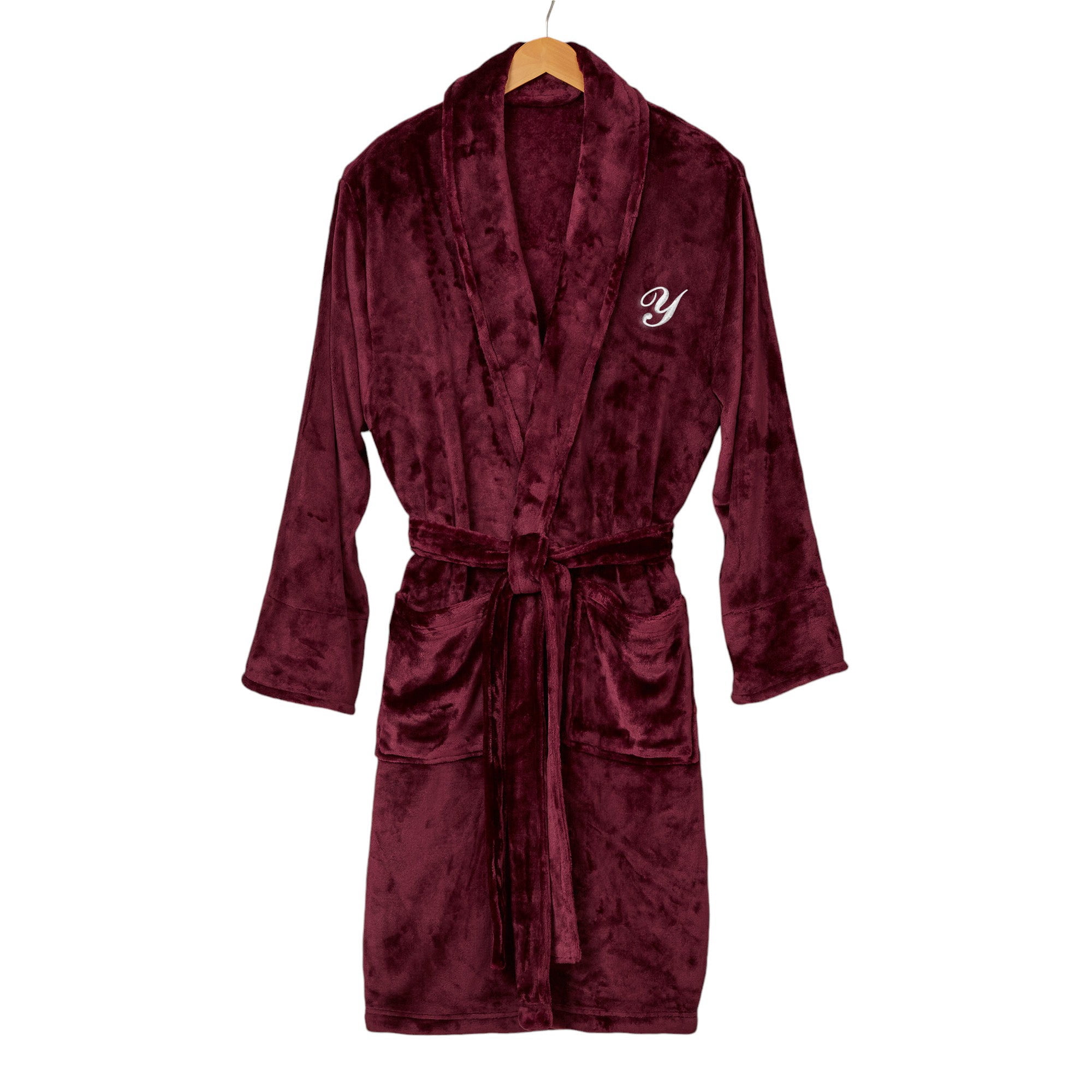 Maroon Robe Big Personalization Mall Embroidered Classic Comfort Luxury Fleece Robe ...