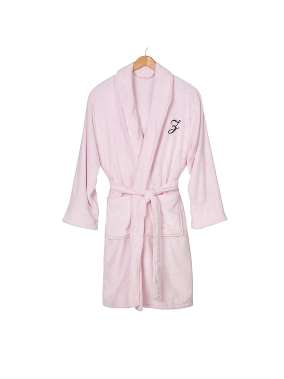 Embroidered Classic Comfort Luxury Fleece Robe, Pink, Z