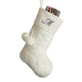 thumbnail image 1 of Personalization Mall Embroidered Initial Faux Fur Christmas Stocking, Ivory, 1 of 1