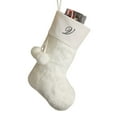 thumbnail image 1 of Personalization Mall Embroidered Initial Faux Fur Christmas Stocking, Ivory, 1 of 1