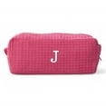 thumbnail image 1 of Personalization Mall Embroidered Initial Waffle Weave Makeup Bag, Pink, 1 of 2