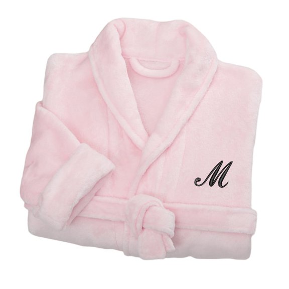 Personalization Mall Embroidered Short Fleece Robe - Pink