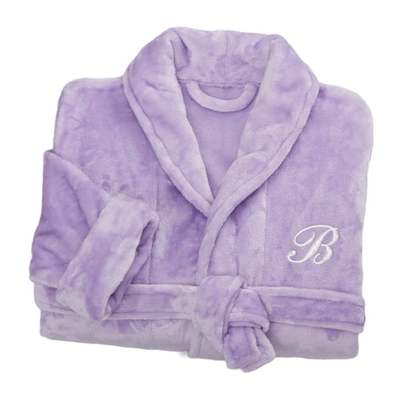 Personalization Mall Embroidered Short Fleece Robe - Purple