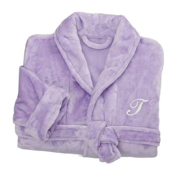 Personalization Mall Embroidered Short Fleece Robe - Purple