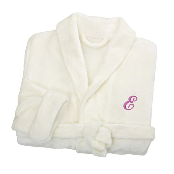 Personalization Mall Embroidered Short Fleece Robe - White