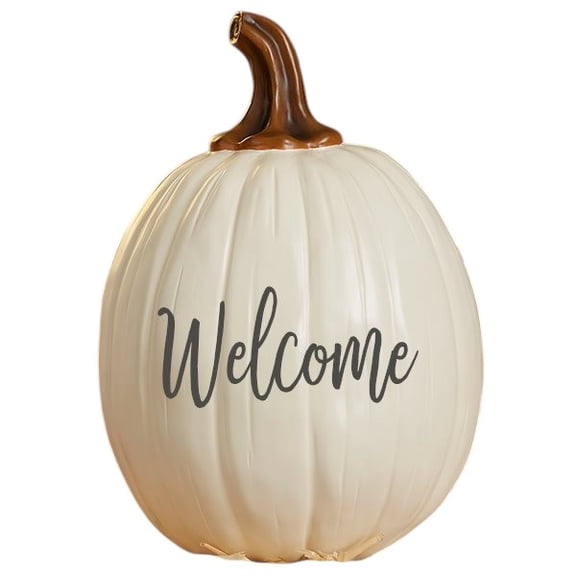 Personalization Mall Fall Seasonally Script Welcome Pumpkin, Cream