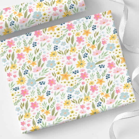 Personalization Mall Floral Pattern Wrapping Paper Roll - 6ft Roll