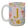 thumbnail image 1 of Personalization Mall Flowery Initial Coffee Mug, Gold and Pink, 1 of 4