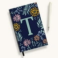 thumbnail image 1 of Personalization Mall Flowery Initial Journal, Mint and Navy, A, 1 of 4