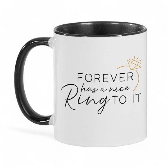 Personalization Mall Forever Has a Nice Ring To It Black 11 oz. Coffee Mug