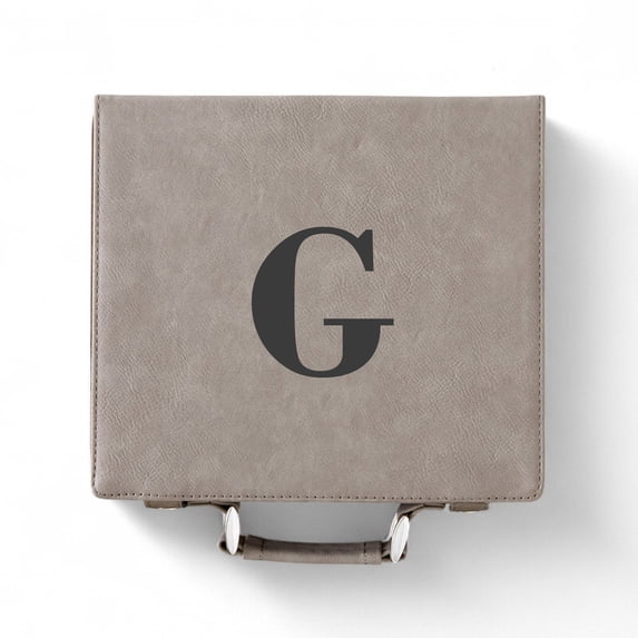Personalization Mall Grey Leatherette Poker Chip Set, G