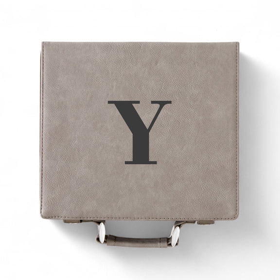 Personalization Mall Grey Leatherette Poker Chip Set, Y