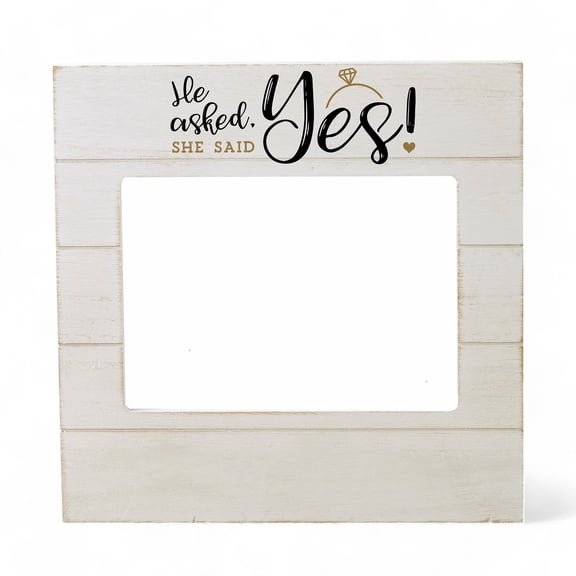 Personalization Mall He Asked, She Said Yes Picture Frame, 4" x 6" Horizontal