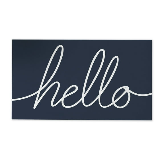 Personalization Mall Hello... 20x35 Doormat, Navy