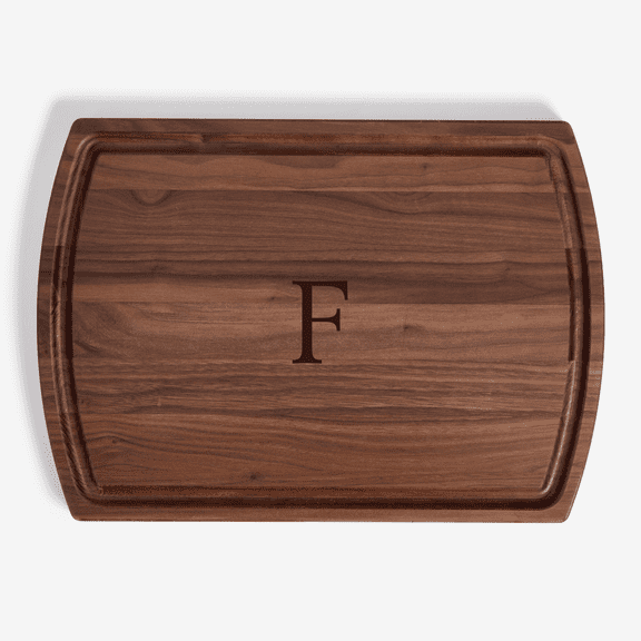 Personalization Mall Heritage Initial Engraved Walnut Cutting Board, 12x17, F